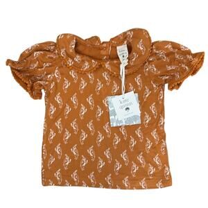 NWT Kate Quinn Alice White Rabbit Peter Pan Collar Puff Sleeve Top